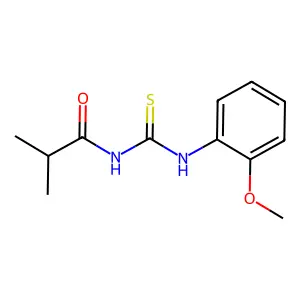N-[(2-methoxyphenyl)carbamothioyl]-2-methylpropanamide structure
