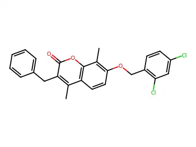 3-benzyl-7-[(2,4-dichlorobenzyl)oxy]-4,8-dimethyl-2H-chromen-2-one structure