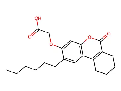 [(2-hexyl-6-oxo-7,8,9,10-tetrahydro-6H-benzo[c]chromen-3-yl)oxy]acetic acid structure