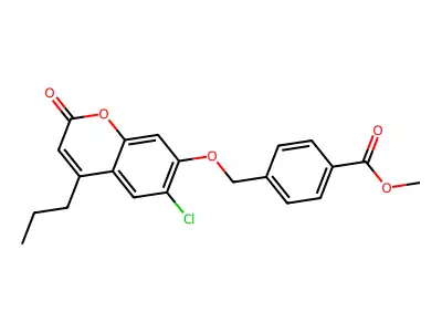 methyl 4-{[(6-chloro-2-oxo-4-propyl-2H-chromen-7-yl)oxy]methyl}benzoate structure