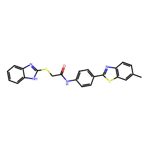 2-(1H-benzimidazol-2-ylsulfanyl)-N-[4-(6-methyl-1,3-benzothiazol-2-yl)phenyl]acetamide structure