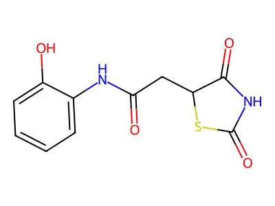2-(2,4-dioxo-1,3-thiazolidin-5-yl)-N-(2-hydroxyphenyl)acetamide structure