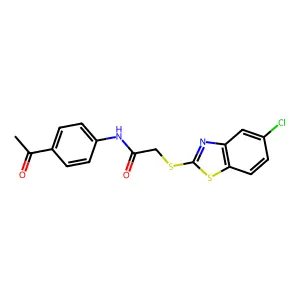 N-(4-acetylphenyl)-2-[(5-chloro-1,3-benzothiazol-2-yl)sulfanyl]acetamide structure