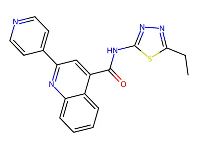 N-(5-ethyl-1,3,4-thiadiazol-2-yl)-2-(pyridin-4-yl)quinoline-4-carboxamide structure