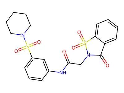 N-(3-piperidin-1-ylsulfonylphenyl)-2-(1,1,3-trioxo-1,2-benzothiazol-2-yl)acetamide structure