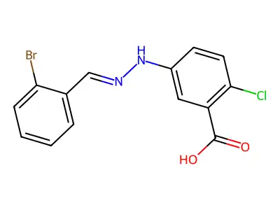 5-[2-[(2-Bromophenyl)methylidene]hydrazinyl]-2-chlorobenzoic acid structure