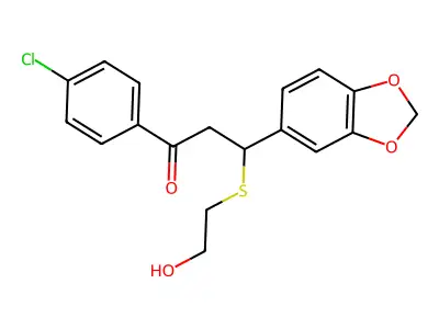 3-(1,3-benzodioxol-5-yl)-1-(4-chlorophenyl)-3-[(2-hydroxyethyl)sulfanyl]propan-1-one structure