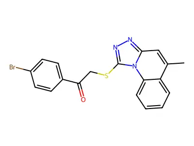 1-(4-bromophenyl)-2-[(5-methyl-[1,2,4]triazolo[4,3-a]quinolin-1-yl)sulfanyl]ethanone structure
