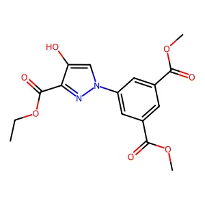 dimethyl 5-(3-(ethoxycarbonyl)-4-hydroxy-1H-pyrazol-1-yl)isophthalate structure