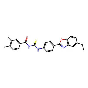 N-[[4-(5-ethyl-1,3-benzoxazol-2-yl)phenyl]carbamothioyl]-3,4-dimethylbenzamide structure