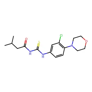 N-[(3-chloro-4-morpholin-4-ylphenyl)carbamothioyl]-3-methylbutanamide structure