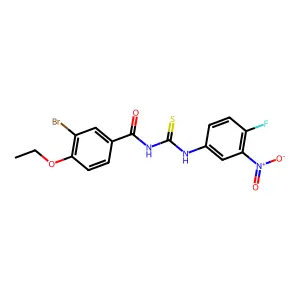 3-bromo-4-ethoxy-N-[(4-fluoro-3-nitrophenyl)carbamothioyl]benzamide structure