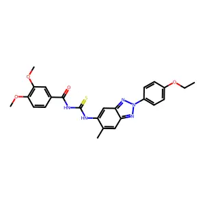 N-[[2-(4-ethoxyphenyl)-6-methylbenzotriazol-5-yl]carbamothioyl]-3,4-dimethoxybenzamide structure