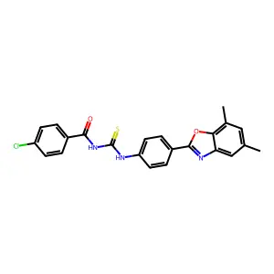 4-chloro-N-[[4-(5,7-dimethyl-1,3-benzoxazol-2-yl)phenyl]carbamothioyl]benzamide structure
