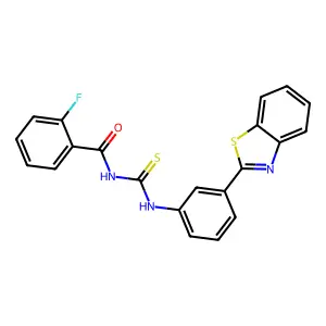 N-[[3-(1,3-benzothiazol-2-yl)phenyl]carbamothioyl]-2-fluorobenzamide structure