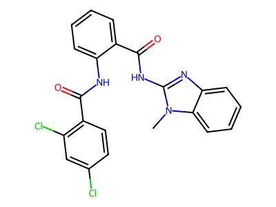 2,4-dichloro-N-[2-[(1-methylbenzimidazol-2-yl)carbamoyl]phenyl]benzamide structure
