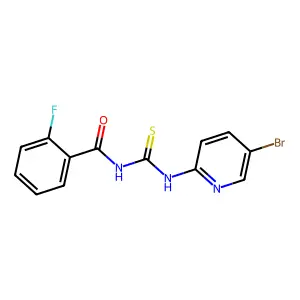 N-[(5-bromopyridin-2-yl)carbamothioyl]-2-fluorobenzamide structure