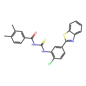 N-[[5-(1,3-benzothiazol-2-yl)-2-chlorophenyl]carbamothioyl]-3,4-dimethylbenzamide structure