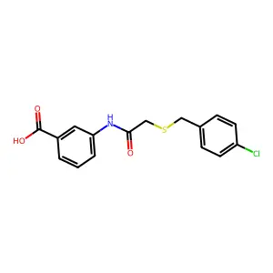 3-({[(4-Chlorobenzyl)sulfanyl]acetyl}amino)benzoic acid structure