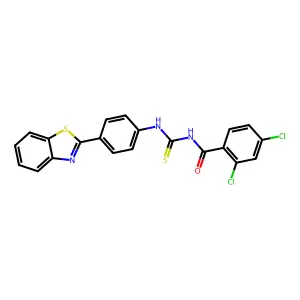 N-[[4-(1,3-benzothiazol-2-yl)phenyl]carbamothioyl]-2,4-dichlorobenzamide structure