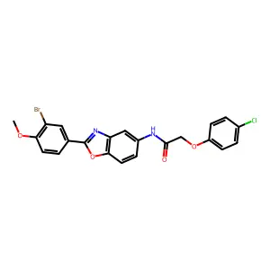 N-[2-(3-bromo-4-methoxyphenyl)-1,3-benzoxazol-5-yl]-2-(4-chlorophenoxy)acetamide structure