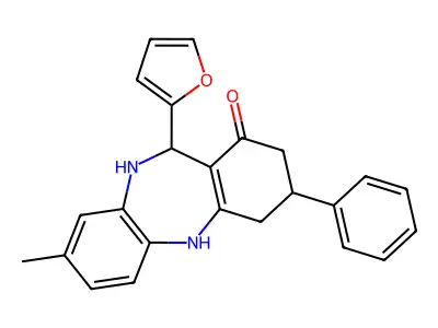 6-(furan-2-yl)-3-methyl-9-phenyl-5,6,8,9,10,11-hexahydrobenzo[b][1,4]benzodiazepin-7-one structure