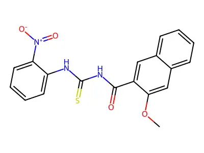 3-methoxy-N-[(2-nitrophenyl)carbamothioyl]naphthalene-2-carboxamide structure