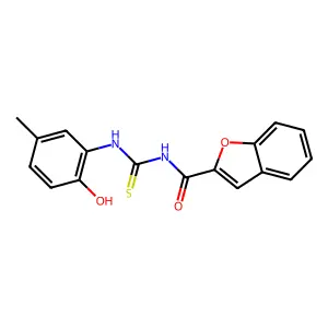 N-[(2-hydroxy-5-methylphenyl)carbamothioyl]-1-benzofuran-2-carboxamide structure