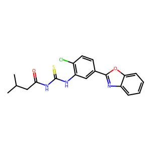 N-[[5-(1,3-benzoxazol-2-yl)-2-chlorophenyl]carbamothioyl]-3-methylbutanamide structure