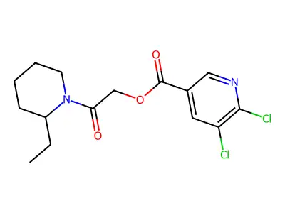 2-(2-Ethylpiperidin-1-yl)-2-oxoethyl 5,6-dichloropyridine-3-carboxylate structure