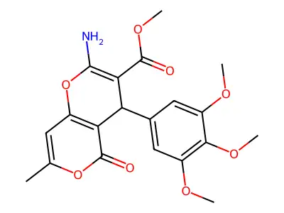 methyl 2-amino-7-methyl-5-oxo-4-(3,4,5-trimethoxyphenyl)-4,5-dihydropyrano[4,3-b]pyran-3-carboxylate structure