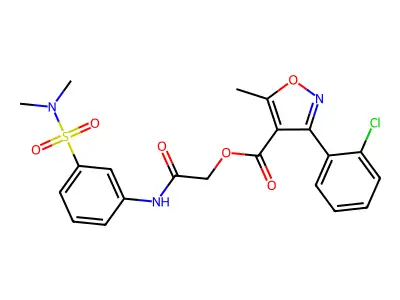 2-[[3-[(Dimethylamino)sulfonyl]phenyl]amino]-2-oxoethyl 3-(2-chlorophenyl)-5-methyl-4-isoxazolecarboxylate structure