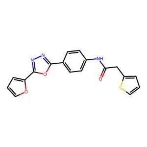 N-[4-[5-(furan-2-yl)-1,3,4-oxadiazol-2-yl]phenyl]-2-thiophen-2-ylacetamide structure