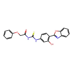 N-[4-(1,3-benzoxazol-2-yl)-3-hydroxyphenyl]-N'-(phenoxyacetyl)thiourea structure