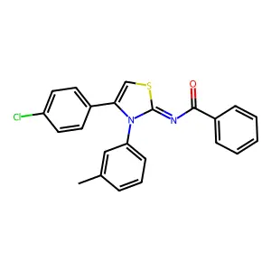 N-[4-(4-chlorophenyl)-3-(3-methylphenyl)-1,3-thiazol-2-ylidene]benzamide structure