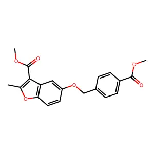 methyl 5-{[4-(methoxycarbonyl)phenyl]methoxy}-2-methyl-1-benzofuran-3-carboxylate structure