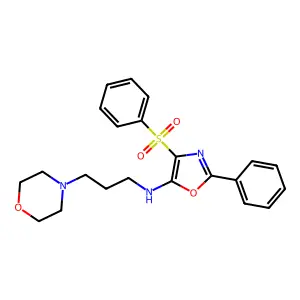 4-(benzenesulfonyl)-N-[3-(morpholin-4-yl)propyl]-2-phenyl-1,3-oxazol-5-amine structure