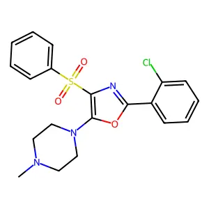 1-[2-(2-Chlorophenyl)-4-(phenylsulfonyl)-1,3-oxazol-5-yl]-4-methylpiperazine structure