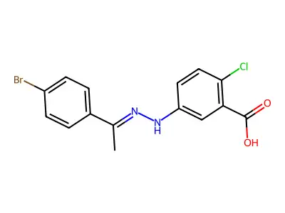 5-[2-[1-(4-Bromophenyl)ethylidene]hydrazinyl]-2-chlorobenzoic acid structure