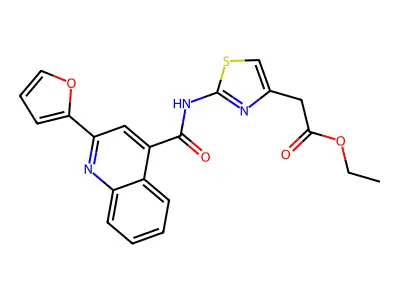 Ethyl [2-({[2-(furan-2-yl)quinolin-4-yl]carbonyl}amino)-1,3-thiazol-4-yl]acetate structure