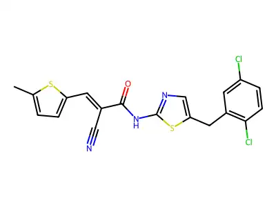 (E)-2-cyano-N-[5-[(2,5-dichlorophenyl)methyl]-1,3-thiazol-2-yl]-3-(5-methylthiophen-2-yl)prop-2-enamide structure