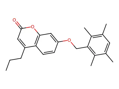 4-propyl-7-[(2,3,5,6-tetramethylbenzyl)oxy]-2H-chromen-2-one structure