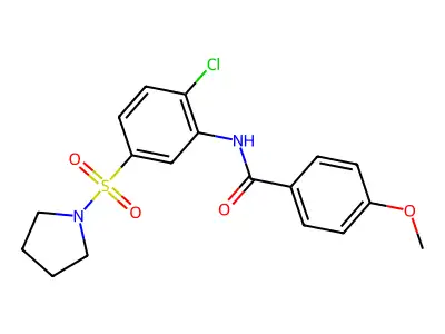 N-(2-chloro-5-pyrrolidin-1-ylsulfonylphenyl)-4-methoxybenzamide structure