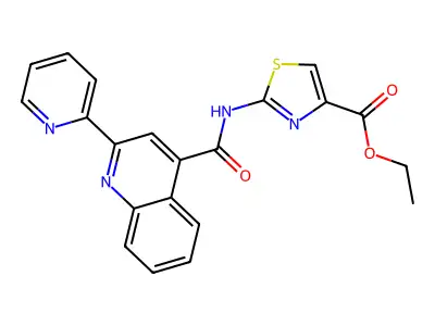 Ethyl 2-[(2-pyridin-2-ylquinoline-4-carbonyl)amino]-1,3-thiazole-4-carboxylate structure