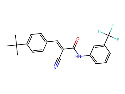 3-(4-tert-butylphenyl)-2-cyano-N-[3-(trifluoromethyl)phenyl]prop-2-enamide structure