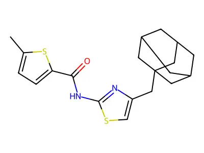 N-{4-[(adamantan-1-yl)methyl]-1,3-thiazol-2-yl}-5-methylthiophene-2-carboxamide structure