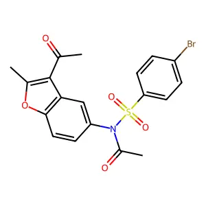 N-(3-acetyl-2-methyl-1-benzofuran-5-yl)-N-(4-bromophenyl)sulfonylacetamide structure