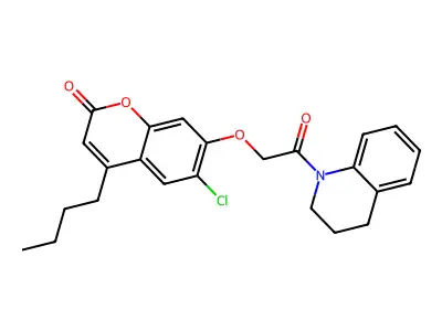 4-butyl-6-chloro-7-[2-(3,4-dihydroquinolin-1(2H)-yl)-2-oxoethoxy]-2H-chromen-2-one structure