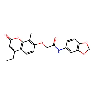 N-Benzo[1,3]dioxol-5-yl-2-(4-ethyl-8-methyl-2-oxo-2H-chromen-7-yloxy)-acetamide structure