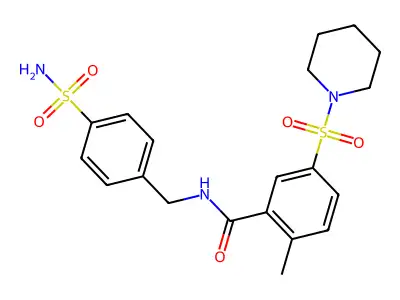 2-methyl-5-piperidin-1-ylsulfonyl-N-[(4-sulfamoylphenyl)methyl]benzamide structure